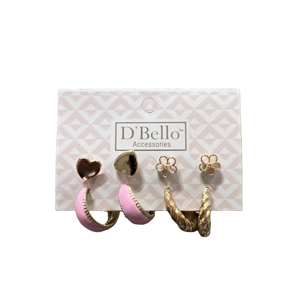 #764 D'Bello Pink and Gold Earrings Set